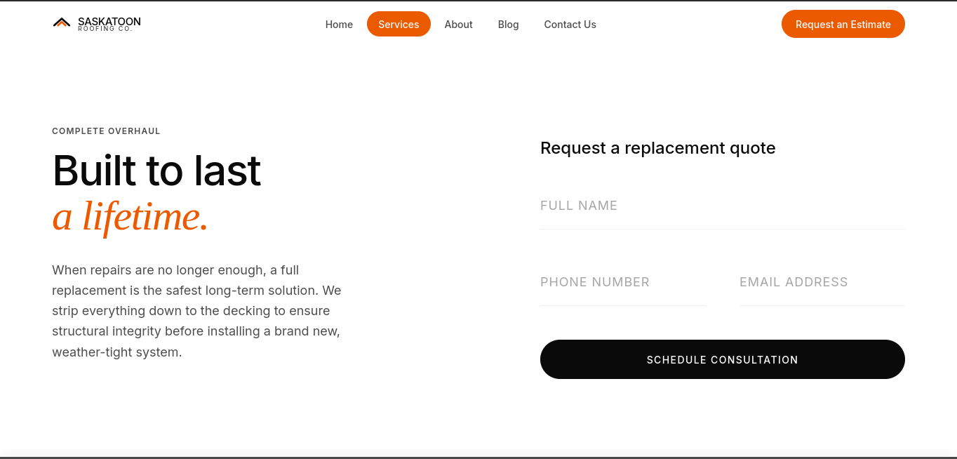 A typical contractor contact form with only basic fields